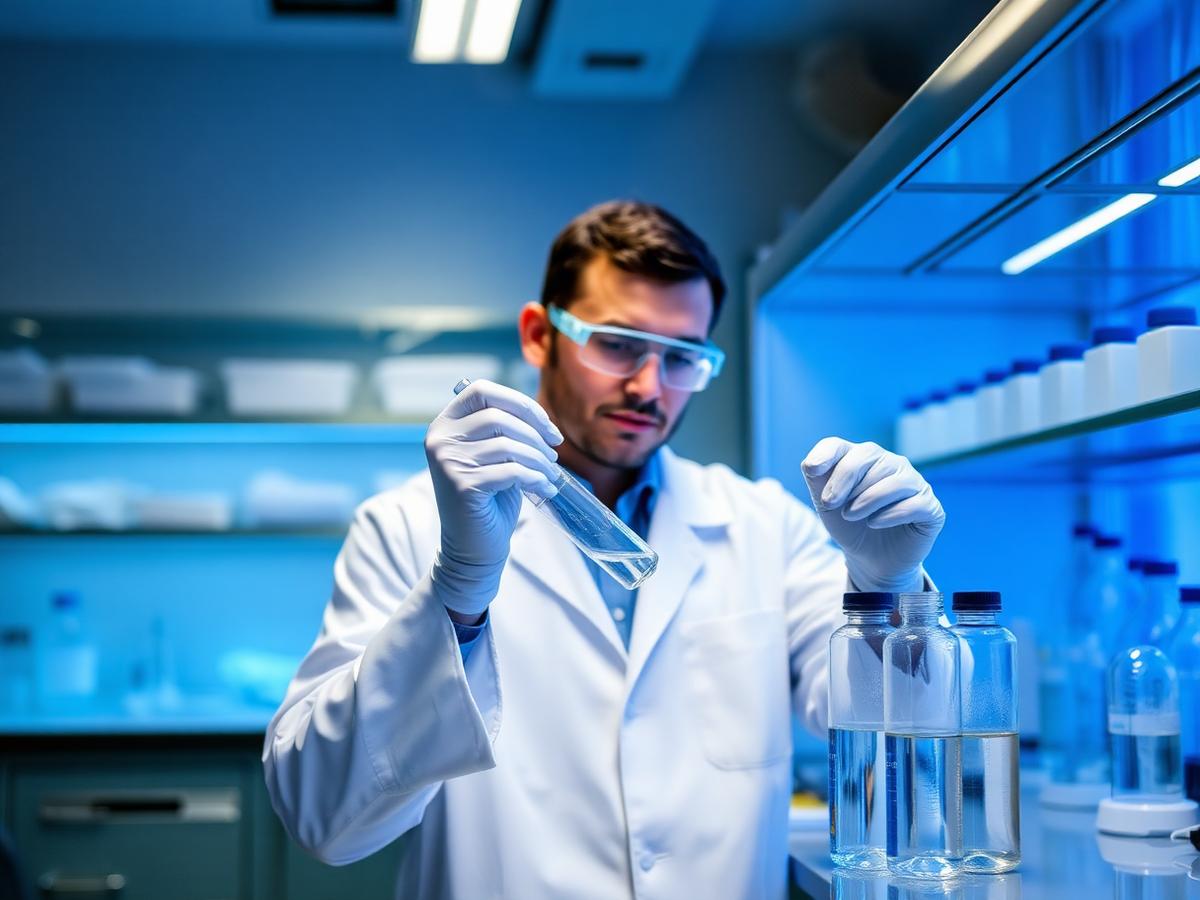 Técnico realizando análise de água